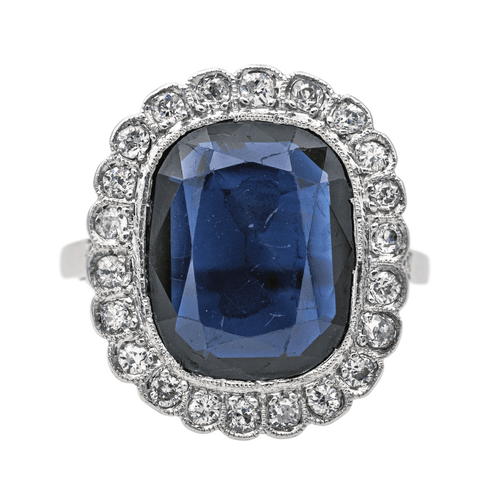 Bague 53 Bague Pompadour en platine 950 saphir ovale et diamants 58 Facettes 3904864CN