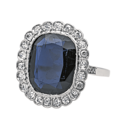 Bague 53 Bague Pompadour en platine 950 saphir ovale et diamants 58 Facettes 3904864CN