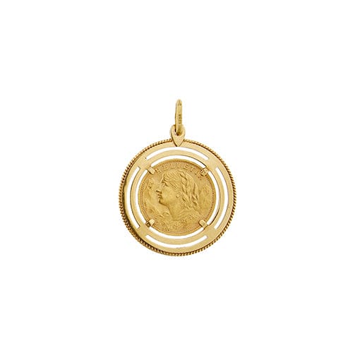 Pendentif Pendentif rond en or jaune 18 ct avec pièce 20 francs suisses 58 Facettes 39066