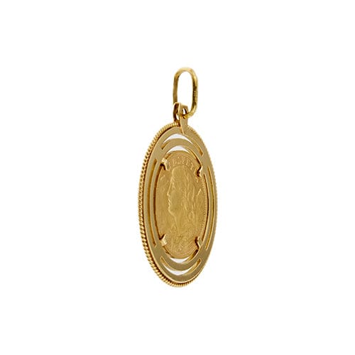 Pendentif Pendentif rond en or jaune 18 ct avec pièce 20 francs suisses 58 Facettes 39066