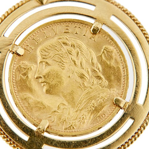 Pendentif Pendentif rond en or jaune 18 ct avec pièce 20 francs suisses 58 Facettes 39066