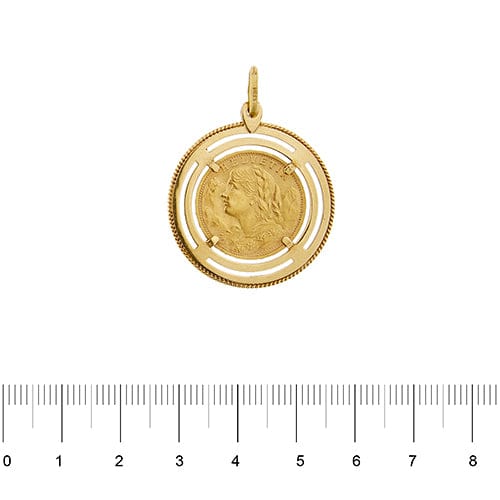 Pendentif Pendentif rond en or jaune 18 ct avec pièce 20 francs suisses 58 Facettes 39066
