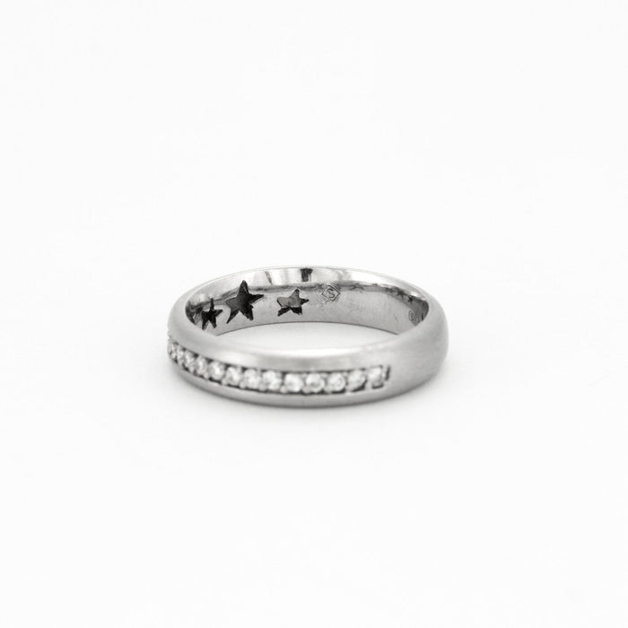 Bague 54 STERN - Anneau en Or Gris et Diamants 58 Facettes DV0433-3