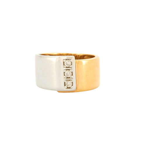 Bague 50 Bague Bandeau Or Jaune Or Gris et Diamants 58 Facettes DV0409-2