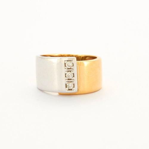 Bague 50 Bague Bandeau Or Jaune Or Gris et Diamants 58 Facettes DV0409-2