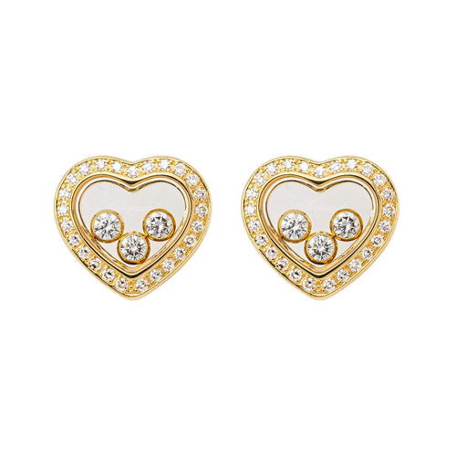 Boucles d'oreilles Chopard Happy Diamonds Icons - Boucles d’oreilles puces en or jaune et diamants 58 Facettes 3951646CN