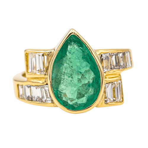 Bague 51 Bague en or jaune 18 carats avec émeraude et diamants 58 Facettes 3954556RV