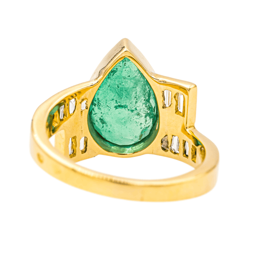 Bague 51 Bague en or jaune 18 carats avec émeraude et diamants 58 Facettes 3954556RV