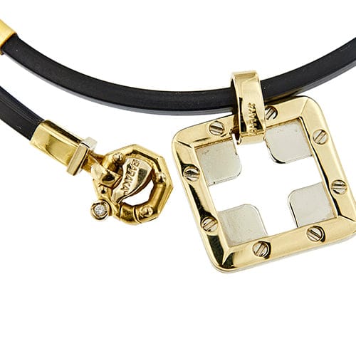 Collier Barakà - Collier en caoutchouc avec pendentif en or 18 kt et diamant 58 Facettes 39581