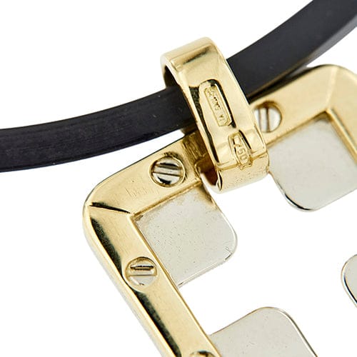 Collier Barakà - Collier en caoutchouc avec pendentif en or 18 kt et diamant 58 Facettes 39581