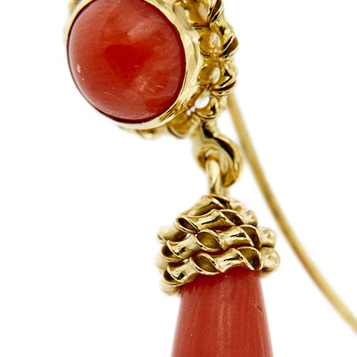 Boucles d'oreilles Boucles d'oreilles pendantes en or jaune 18 ct et coraux 58 Facettes 39795