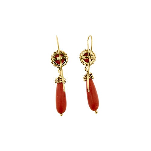Boucles d'oreilles Boucles d'oreilles pendantes en or jaune 18 ct et coraux 58 Facettes 39795