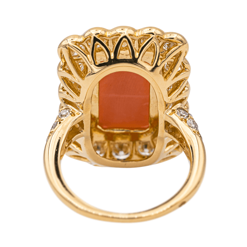 Bague 52 Bague en or jaune 18 carats avec corail et diamants 58 Facettes 3981318RV