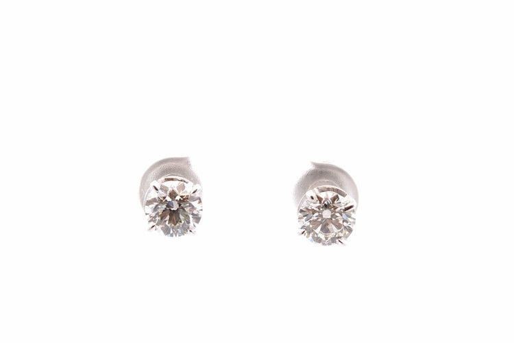 Boucles d'oreilles Puces d’oreilles en or blanc 18k avec 2 diamants 1 ct 58 Facettes 27899
