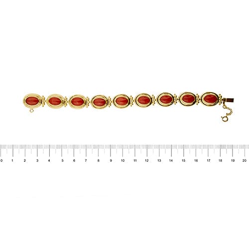 Bracelet Bracelet à maillons ovales en or jaune 18 carats et corail rouge 58 Facettes 39982