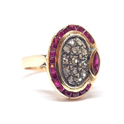 Bague 55 Bague rubis diamants or rose 58 Facettes