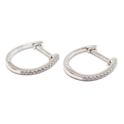 Boucles d'oreilles Boucles créoles diamants or blanc 58 Facettes