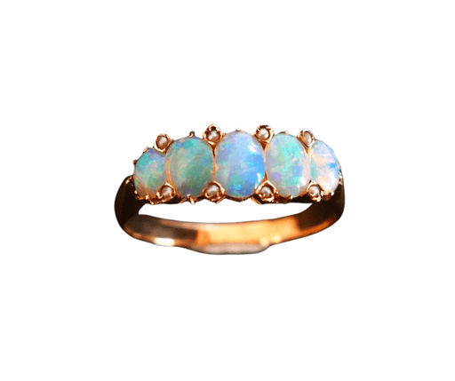 Ring 54.5 Opal and fine pearl garter ring, rose gold 58 Facettes