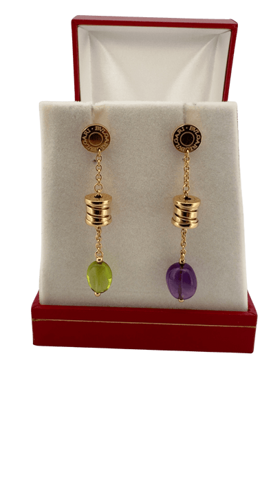 Boucles d'oreilles BULGARI - Boucles d’oreilles B.zero1 or jaune, améthyste, péridot 58 Facettes