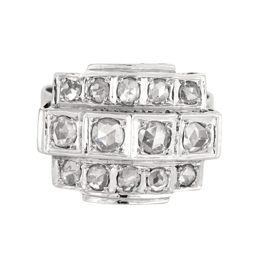 Bague 58 Bague en or gris et diamants taillés en rose 58 Facettes DV0013- 21-58-2