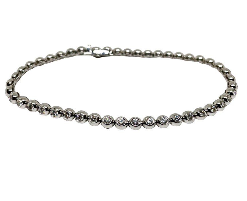 Bracelet tennis rivière or blanc 1,84 cts