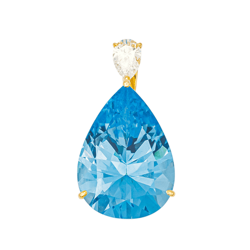 Pendentif Pendentif en or jaune 18 carats, topaze et diamant 58 Facettes 4002853CN