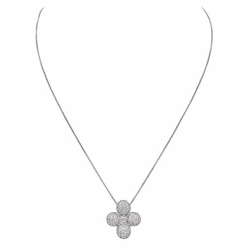 Collier Collier - Pendentif trèfle géométrique en or blanc et diamants 58 Facettes 4013324CN