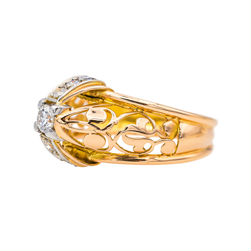 Bague 59 Bague Tank en or rose et or blanc avec diamants 58 Facettes 4033238CN