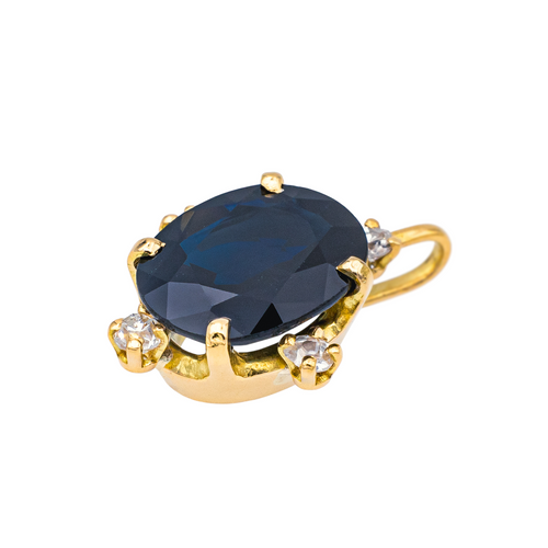 Pendentif Pendentif en or jaune 18 carats avec saphir et diamants 58 Facettes 4049093CN