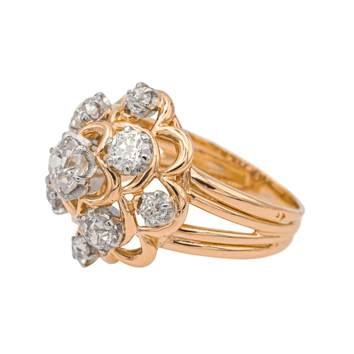 Bague 53.5 Bague en or rose 18 carats sertie de diamants taille ancienne 58 Facettes 4061323CN