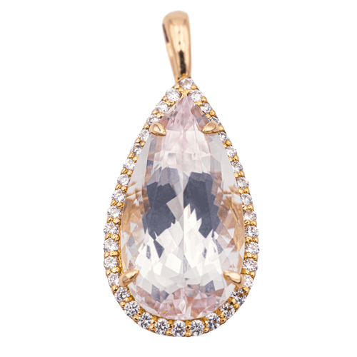 Pendentif Pendentif poire en or rose 18 carats morganite et diamants 58 Facettes 4063808RV