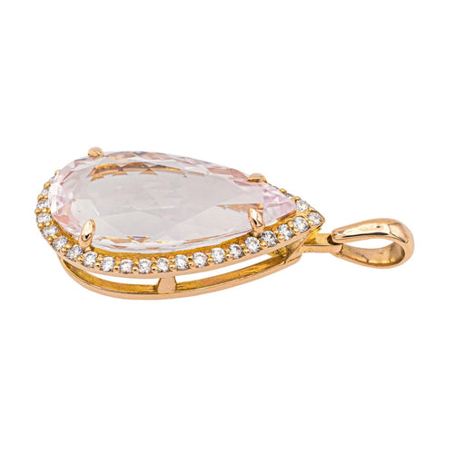 Pendentif Pendentif poire en or rose 18 carats morganite et diamants 58 Facettes 4063808RV