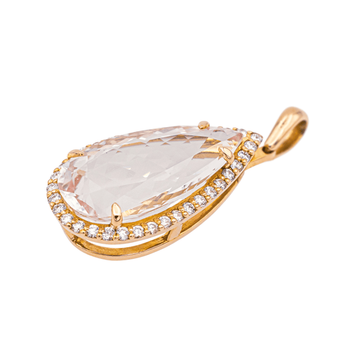 Pendentif Pendentif poire en or rose 18 carats morganite et diamants 58 Facettes 4063808RV