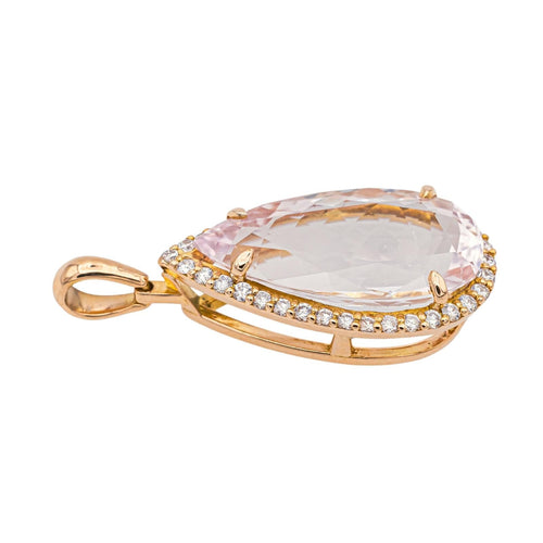 Pendentif Pendentif poire en or rose 18 carats morganite et diamants 58 Facettes 4063808RV