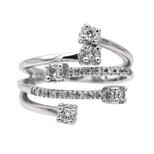 Bague 55 Bague pavée en or blanc 18 carats et diamants 58 Facettes 4086039CN