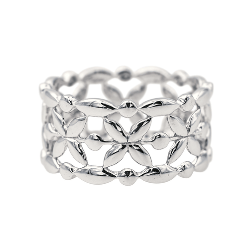 Bague 54 Mauboussin - Bague bandeau à motif floral en or blanc 58 Facettes 4098642RV
