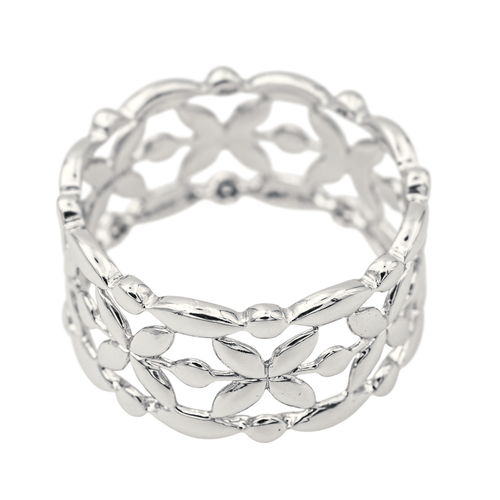Bague 54 Mauboussin - Bague bandeau à motif floral en or blanc 58 Facettes 4098642RV