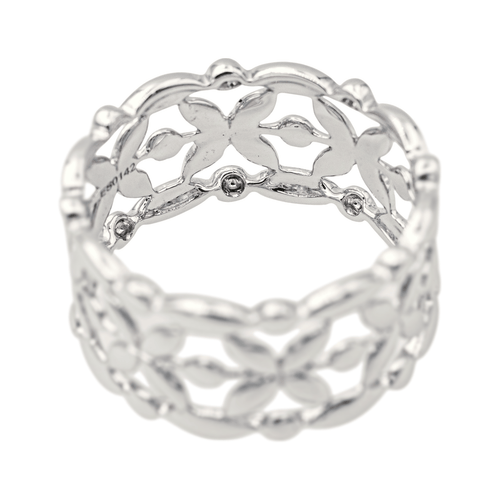 Bague 54 Mauboussin - Bague bandeau à motif floral en or blanc 58 Facettes 4098642RV