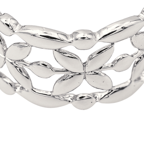 Bague 54 Mauboussin - Bague bandeau à motif floral en or blanc 58 Facettes 4098642RV