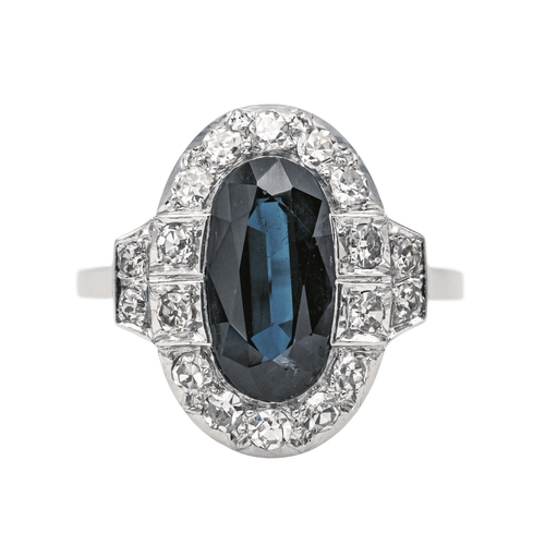 Bague 59 Pompadour - Bague Art déco en platine saphir et diamants 58 Facettes 4099640CN