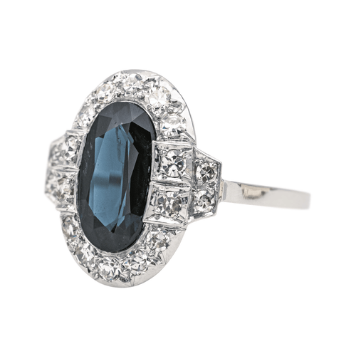 Bague 59 Pompadour - Bague Art déco en platine saphir et diamants 58 Facettes 4099640CN