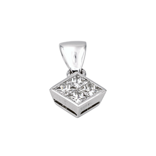 Pendentif Pendentif en or blanc 18 carats avec diamants taille princesse 58 Facettes 4113811CN
