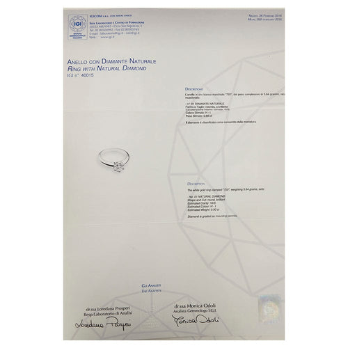 Bague 54 Bague solitaire diamant 0,90 ct en or blanc 18 kt 58 Facettes 4114