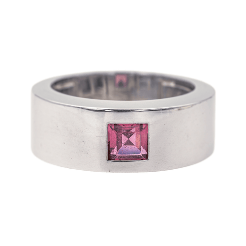 Bague 55 Chopard - Bague chevalière bandeau en or blanc 18 carats à tourmaline 58 Facettes 4134629CN