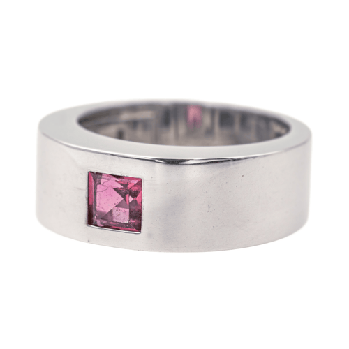 Bague 55 Chopard - Bague chevalière bandeau en or blanc 18 carats à tourmaline 58 Facettes 4134629CN