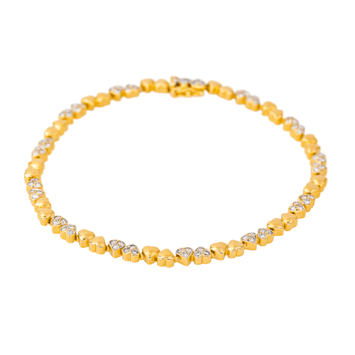 Bracelet Bracelet motifs cœur en or jaune 18 carats et diamants 58 Facettes 4137659CN