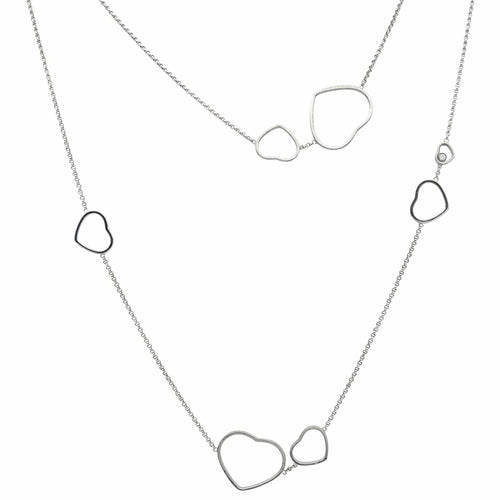 Collier Chopard Happy Heart - Collier sautoir en or blanc et diamants 58 Facettes 4144056RV
