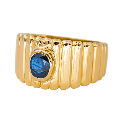 Bague 52 Bague bandeau en or jaune 18K sertie d’un saphir ovale 58 Facettes 4145038CN