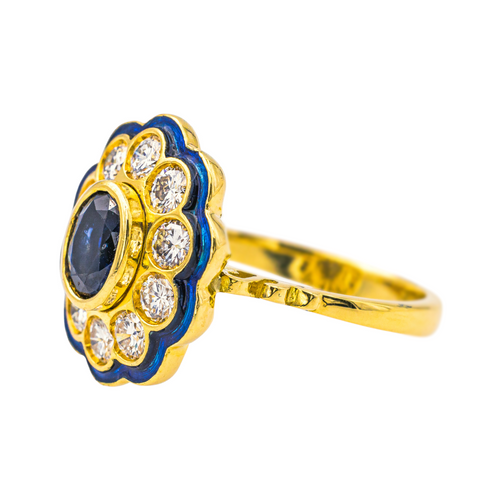 Bague 53 Bague Pompadour en or jaune avec saphir ovale et diamants 58 Facettes 4145049CN