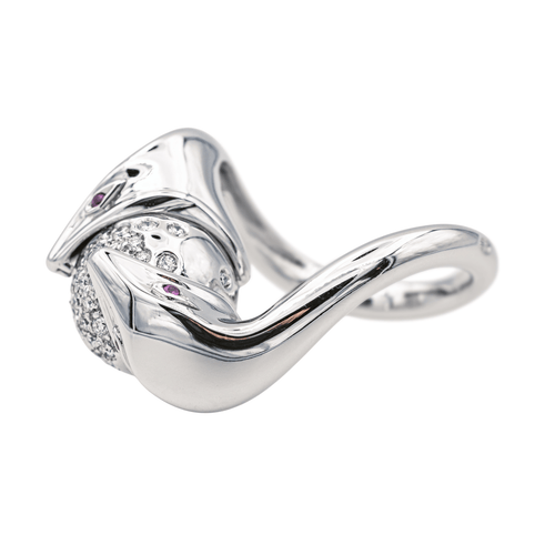 Bague 53 Boucheron Trouble - Bague cocktail en or blanc avec diamants et rubis 58 Facettes 4146849RV